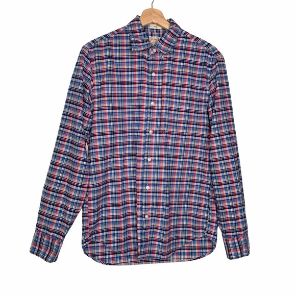 J. Crew Broken-In Organic Cotton Garment-Dyed Oxford Button Down Plaid Shirt M - Picture 3 of 12